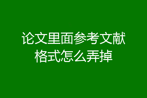 论文里面参考文献格式怎么弄掉