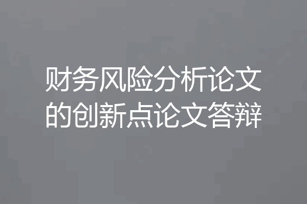财务风险分析论文的创新点论文答辩