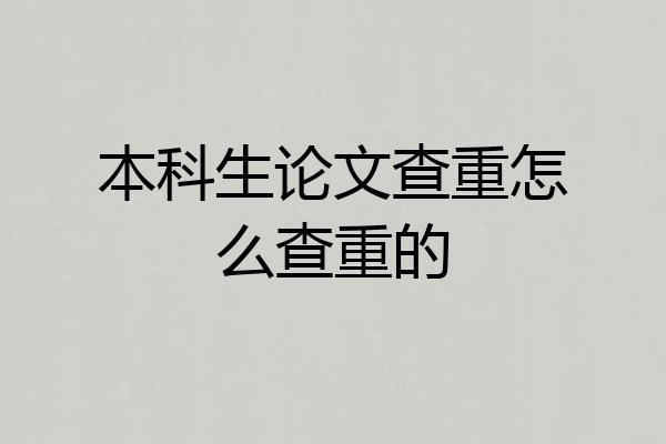 本科生论文查重怎么查重的