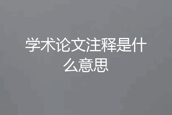 学术论文注释是什么意思
