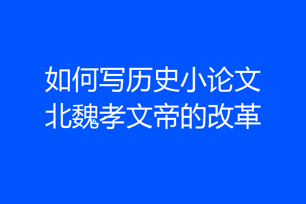 如何写历史小论文北魏孝文帝的改革