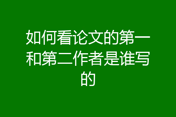 如何看论文的第一和第二作者是谁写的