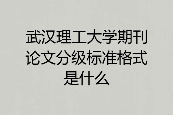 武汉理工大学期刊论文分级标准格式是什么