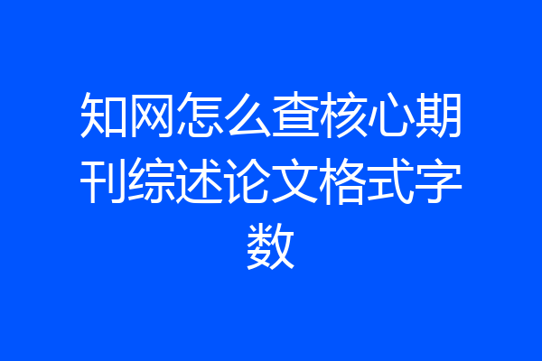 知网怎么查核心期刊综述论文格式字数