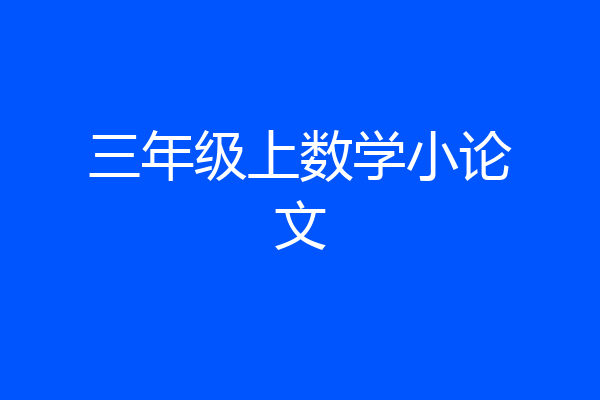 三年级上数学小论文