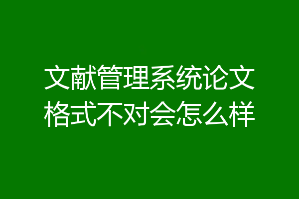 文献管理系统论文格式不对会怎么样