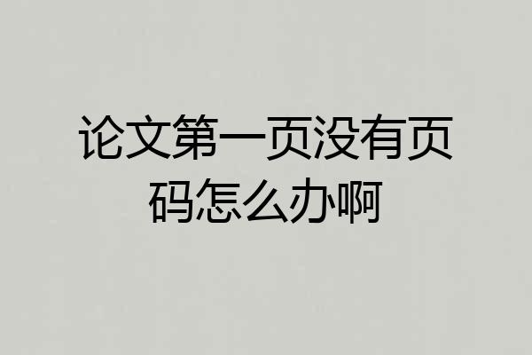 论文第一页没有页码怎么办啊