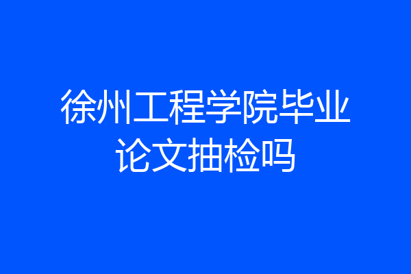 徐州工程学院毕业论文抽检吗