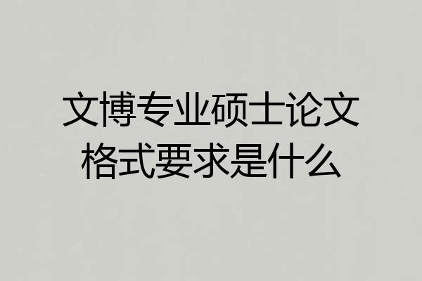 文博专业硕士论文格式要求是什么