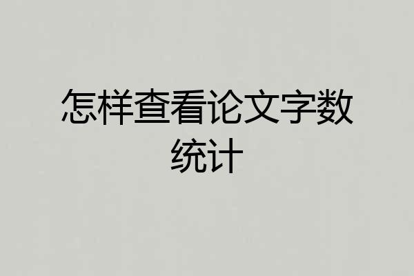 怎样查看论文字数统计