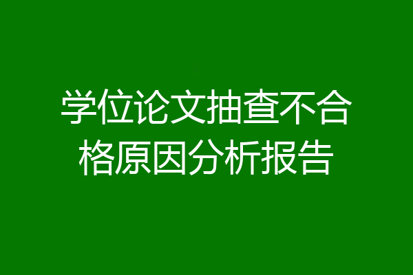学位论文抽查不合格原因分析报告
