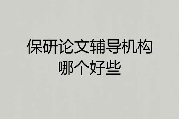 保研论文辅导机构哪个好些