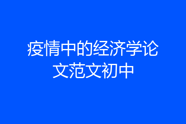 疫情中的经济学论文范文初中