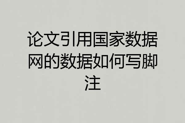 论文引用国家数据网的数据如何写脚注