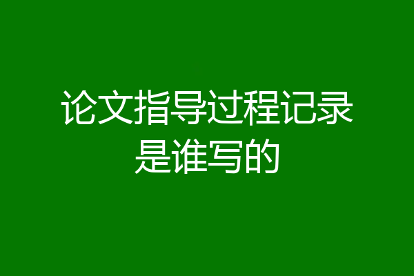 论文指导过程记录是谁写的