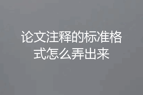 论文注释的标准格式怎么弄出来