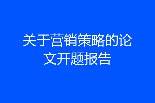 关于营销策略的论文开题报告