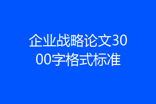 企业战略论文3000字格式标准