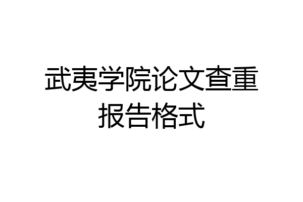 武夷学院论文查重报告格式