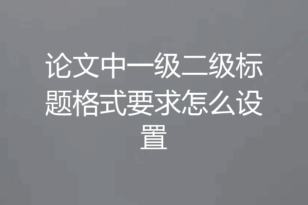 论文中一级二级标题格式要求怎么设置