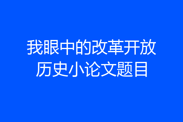 我眼中的改革开放历史小论文题目