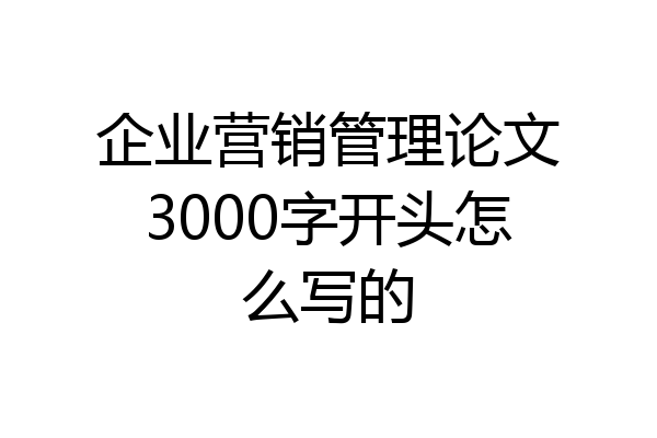 企业营销管理论文3000字开头怎么写的