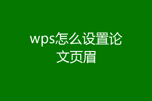 wps怎么设置论文页眉