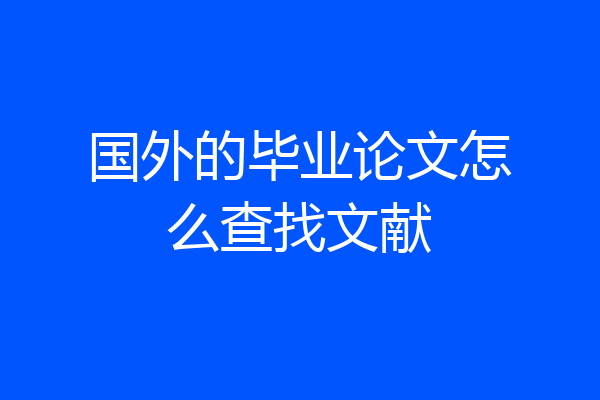 国外的毕业论文怎么查找文献