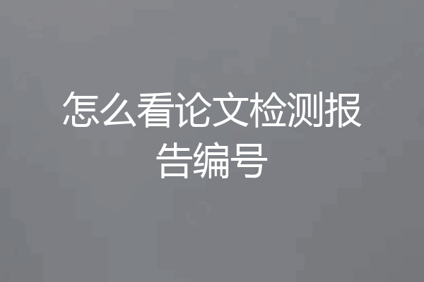 怎么看论文检测报告编号
