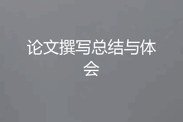 论文撰写总结与体会
