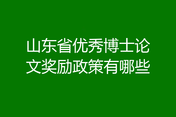山东省优秀博士论文奖励政策有哪些