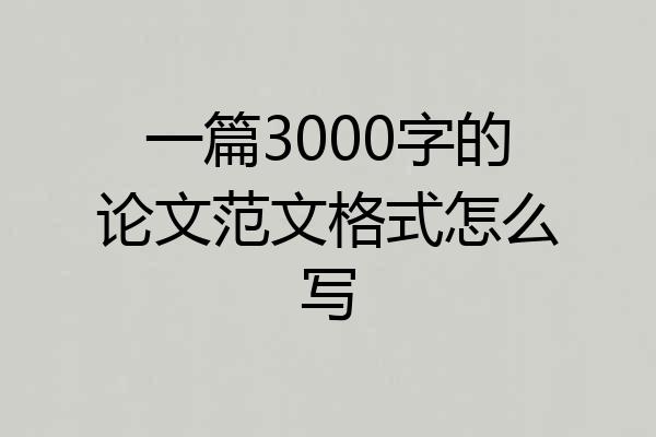 一篇3000字的论文范文格式怎么写