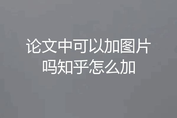 论文中可以加图片吗知乎怎么加