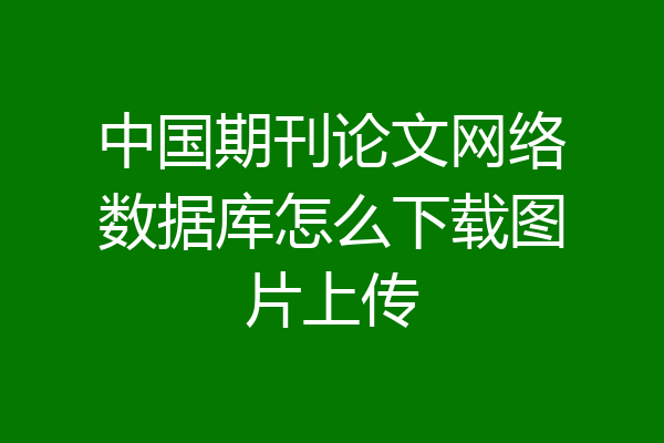 中国期刊论文网络数据库怎么下载图片上传