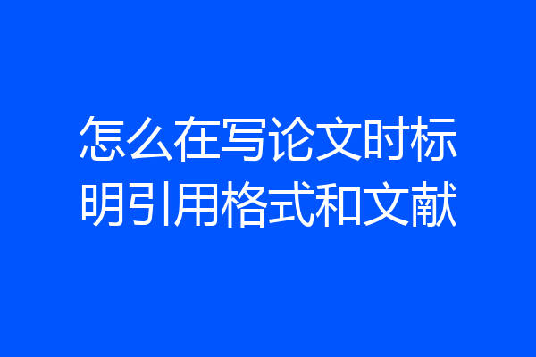 怎么在写论文时标明引用格式和文献