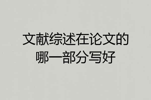 文献综述在论文的哪一部分写好