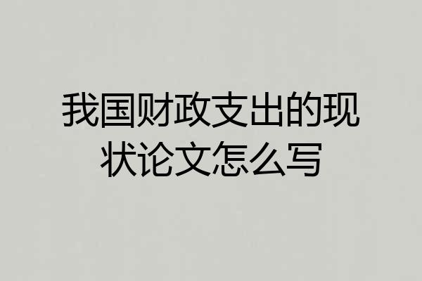 我国财政支出的现状论文怎么写