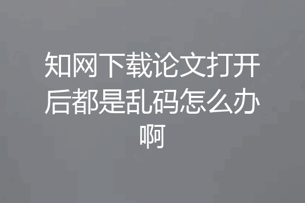 知网下载论文打开后都是乱码怎么办啊