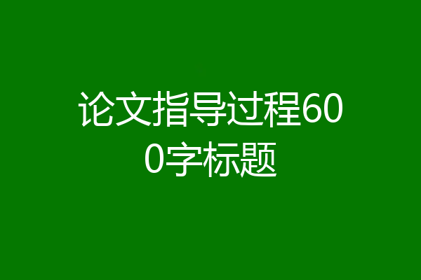 论文指导过程600字标题