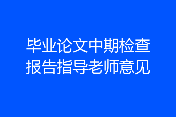 毕业论文中期检查报告指导老师意见