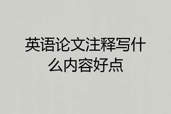 英语论文注释写什么内容好点