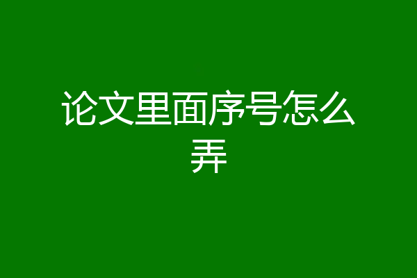 论文里面序号怎么弄
