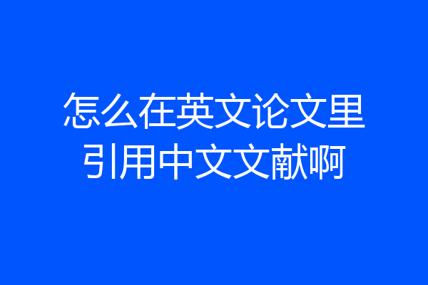 怎么在英文论文里引用中文文献啊