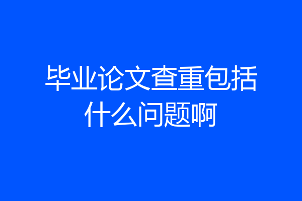 毕业论文查重包括什么问题啊