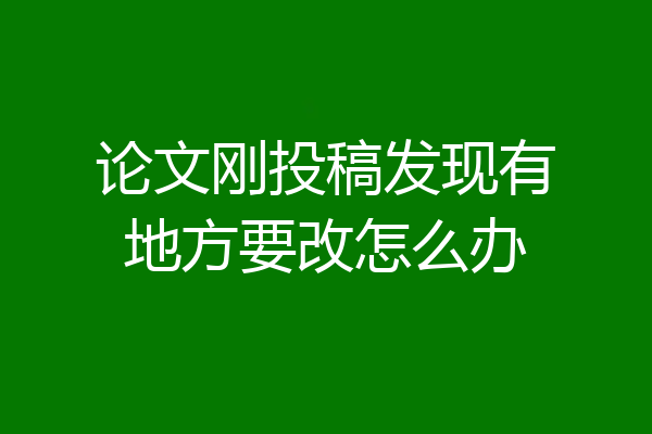 论文刚投稿发现有地方要改怎么办