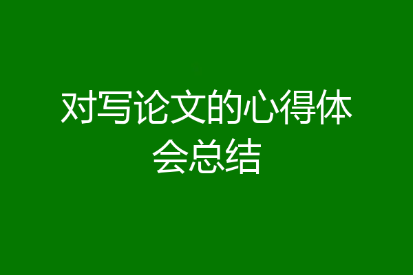 对写论文的心得体会总结