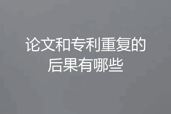 论文和专利重复的后果有哪些