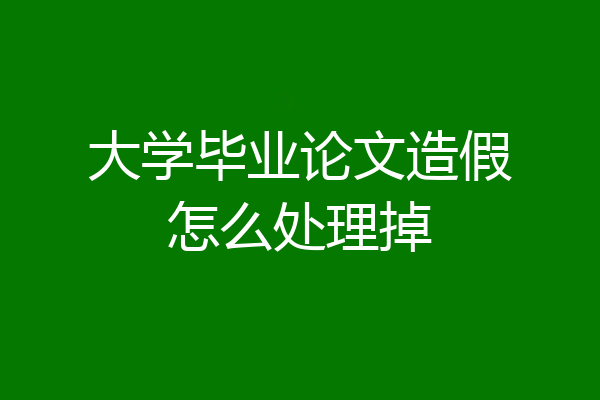 大学毕业论文造假怎么处理掉