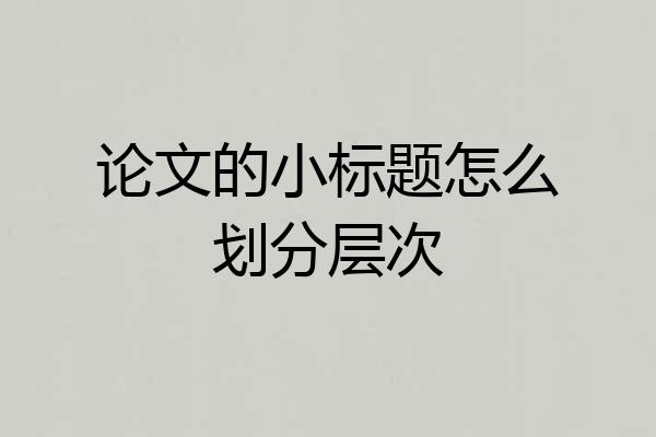 论文的小标题怎么划分层次