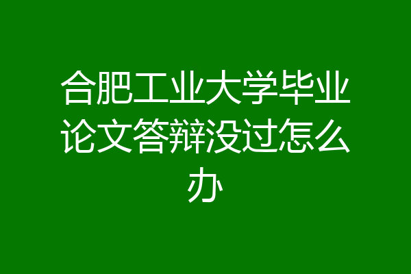 合肥工业大学毕业论文答辩没过怎么办